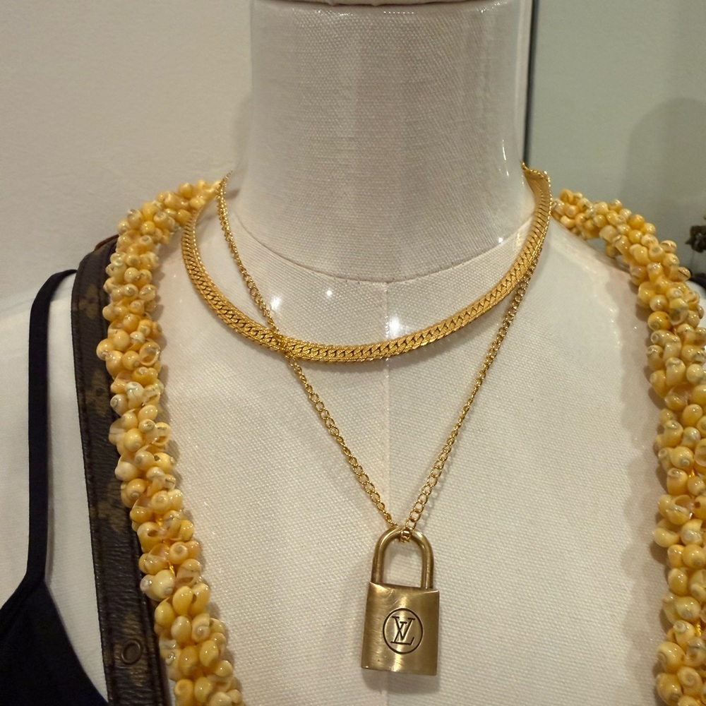 Gold Lock Pendant Necklace